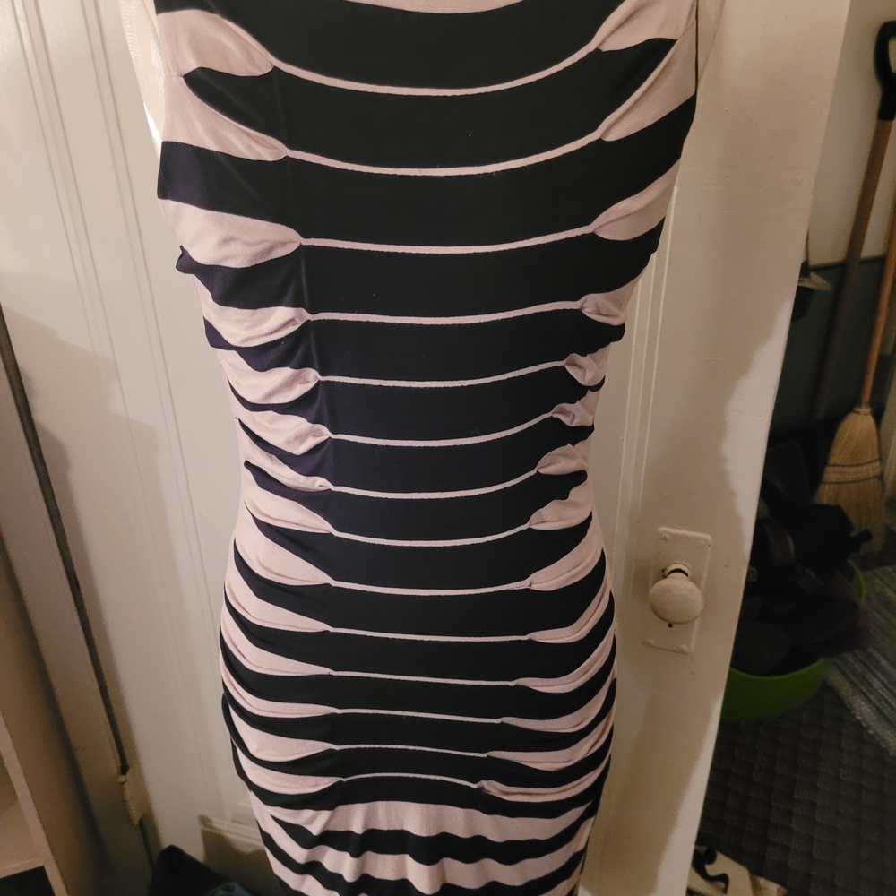 Betsey Johnson Black and White Striped Bodycon Stretch Dress